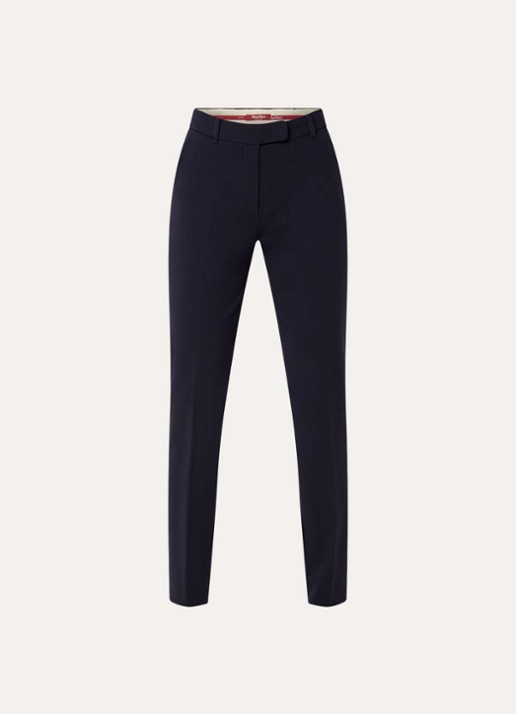 Max Mara High waist slim fit pantalon van jersey met steekzakken - voorkant 2 donkerblauw
