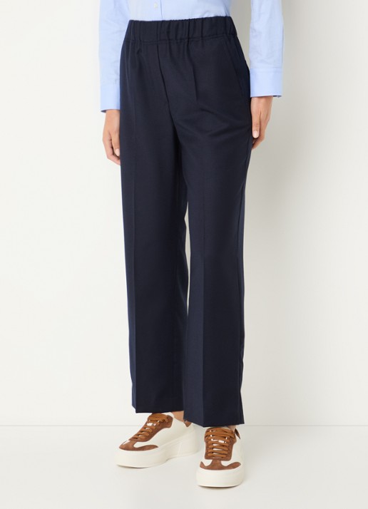 Max Mara High waist straight fit broek van wol met steekzakken