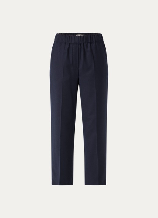 Max Mara High waist straight fit broek van wol met steekzakken - voorkant 3 donkerblauw