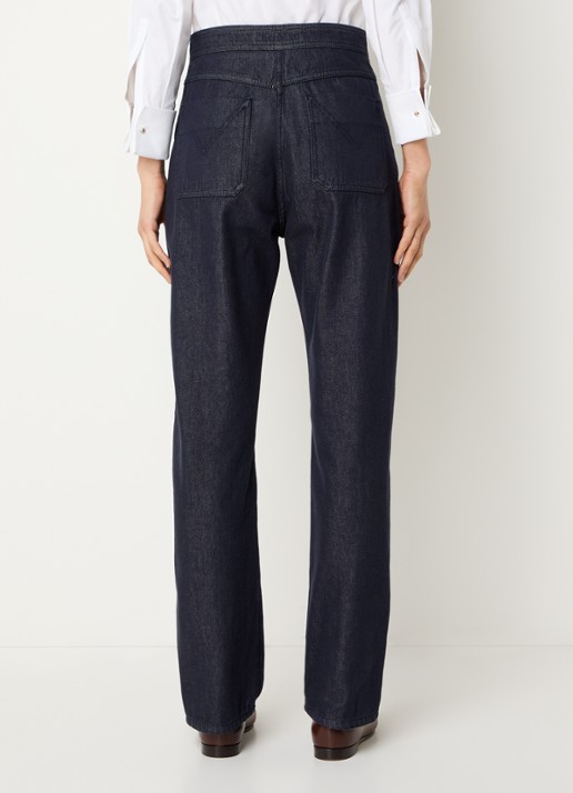 Max Mara High waist straight leg jeans met donkere wassing - achterkant indigo