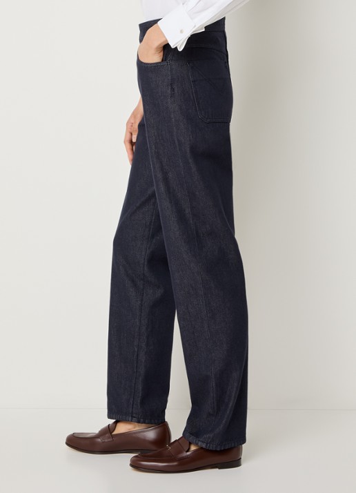 Max Mara High waist straight leg jeans met donkere wassing - detail 3 indigo