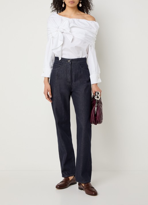 Max Mara High waist straight leg jeans met donkere wassing - voorkant 5 indigo