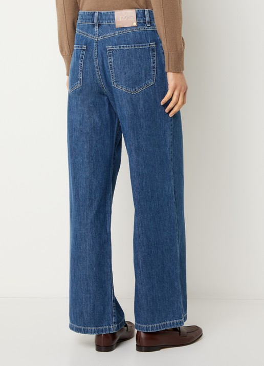 Max Mara High waist straight leg jeans met medium wassing - achterkant indigo