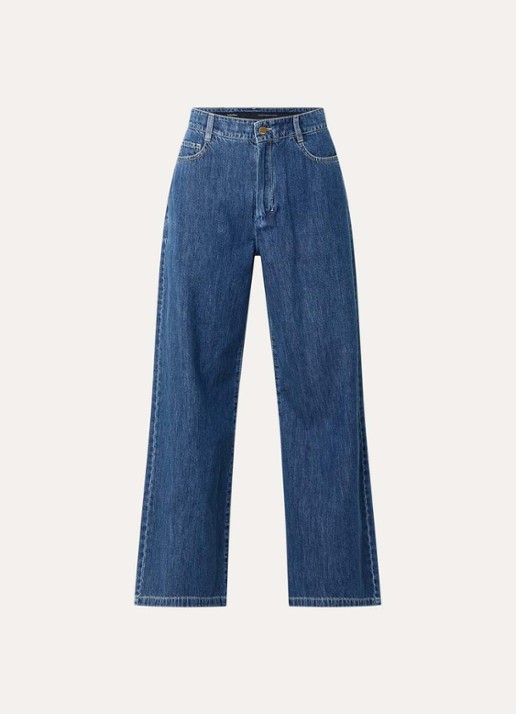Max Mara High waist straight leg jeans met medium wassing - voorkant 4 indigo