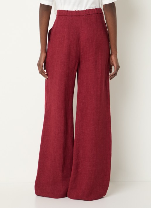 Max Mara High waist wide fit broek met steekzakken - achterkant cranberryrood