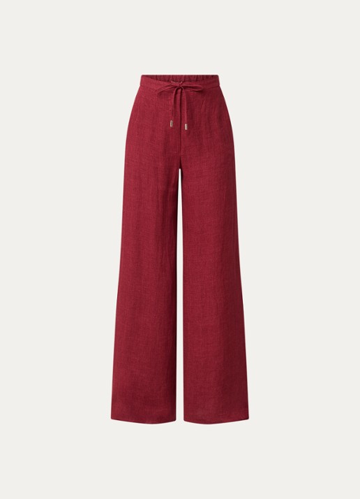 Max Mara High waist wide fit broek met steekzakken - voorkant 2 cranberryrood