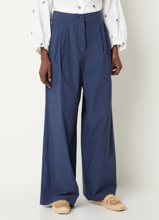 Max Mara High waist wide fit broek met steekzakken - detail 3 blauw