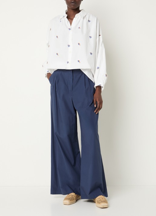Max Mara High waist wide fit broek met steekzakken - voorkant 2 blauw