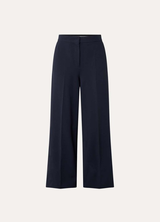 Max Mara High waist wide fit pantalon met steekzakken - voorkant 2 donkerblauw
