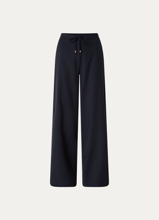 Max Mara High waist wide fit pantalon met steekzakken - voorkant 2 donkerblauw