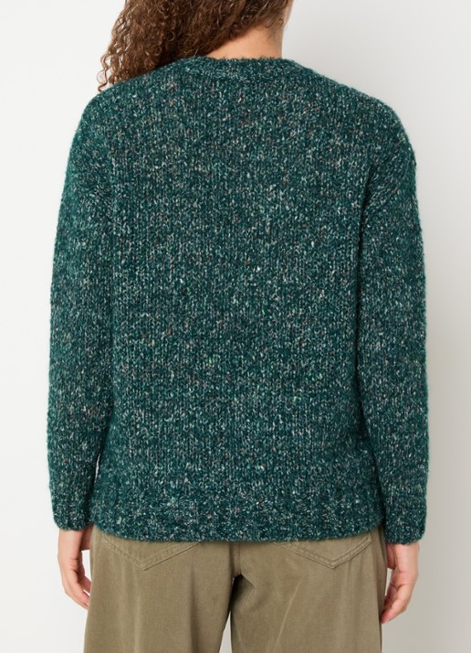 Max Mara Hobby grofgebreide trui in alpaca wolblend - achterkant groen