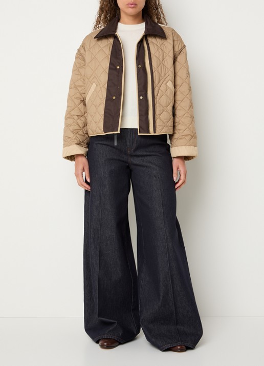 Max Mara Kaki gewatteerd jack met quilt patroon - voorkant 4 beige