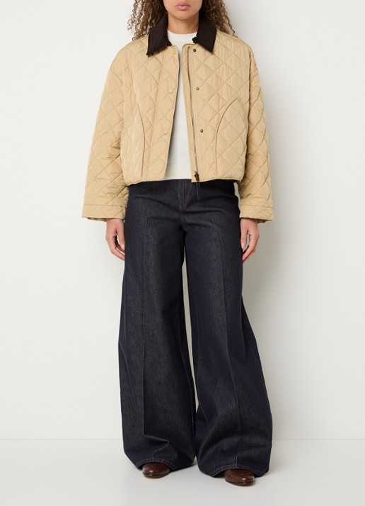 Max Mara Kaki gewatteerd jack met quilt patroon - voorkant 5 beige