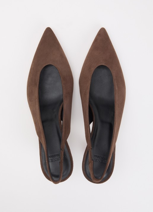 Max Mara Kaorma slingback van geitensuède - detail 3 chocoladebruin