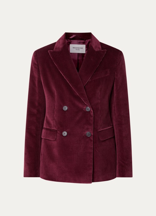 Max Mara Katanga double-breasted blazer van corduroy - voorkant 2 bordeauxrood
