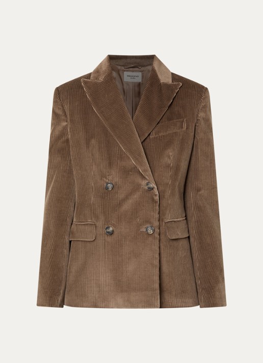 Max Mara Katanga double-breasted blazer van corduroy - voorkant 3 lichtbruin