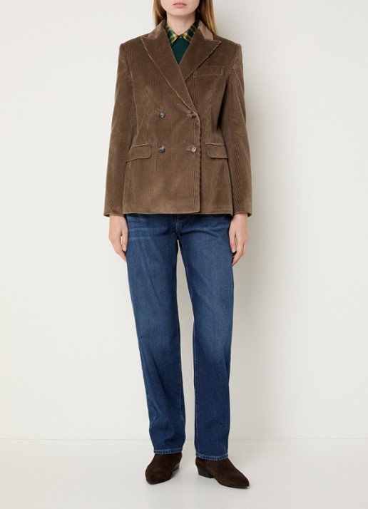 Max Mara Katanga double-breasted blazer van corduroy - voorkant 4 lichtbruin