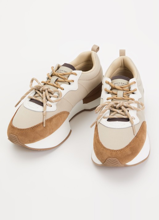 Max Mara Kazambra sneaker met leren details en logo - detail 3 beige