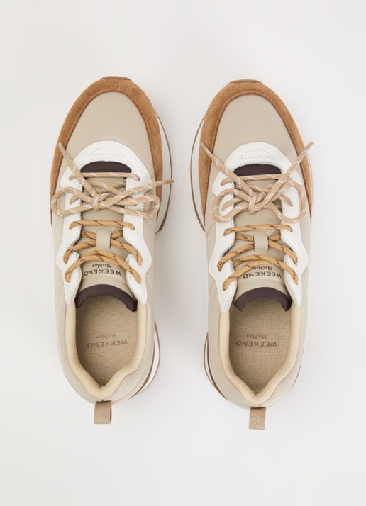 Max Mara Kazambra sneaker met leren details en logo - detail 4 beige