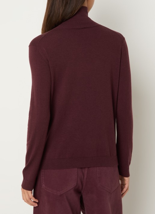 Max Mara Kiku fijngebreide trui in zijdeblend met col - achterkant bordeauxrood