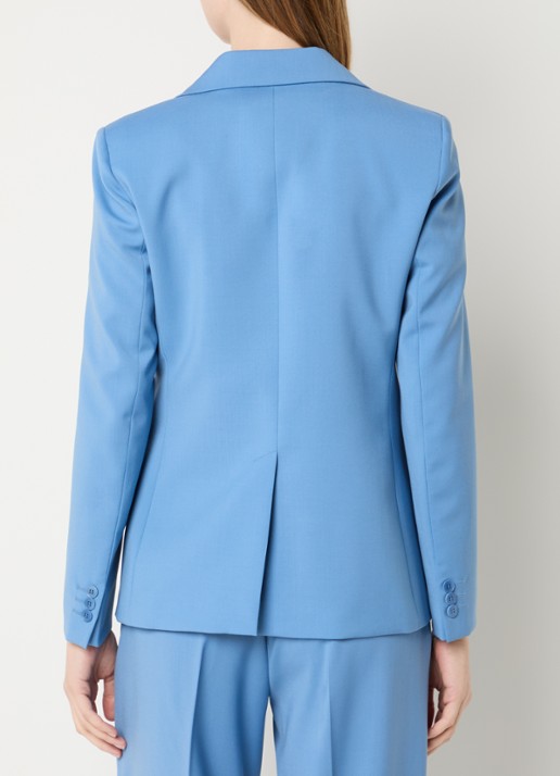 Max Mara Lamine blazer van scheerwol met schoudervulling en klepzakken - achterkant lichtblauw