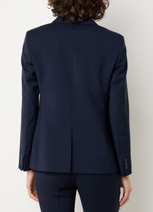 Max Mara Lamine blazer van scheerwol met schoudervulling en klepzakken - achterkant 4 donkerblauw