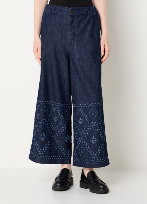 Max Mara Lampada high waist wide leg jeans met donkere wassing - detail 2 indigo