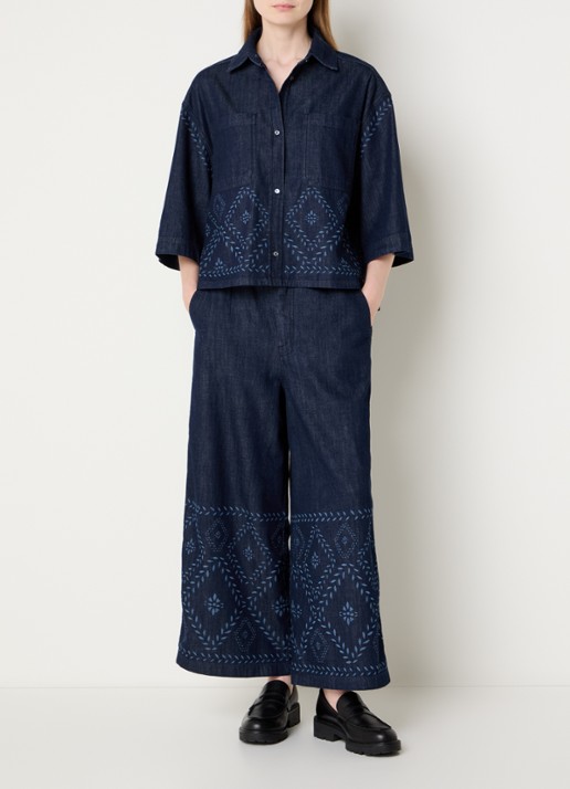 Max Mara Lampada high waist wide leg jeans met donkere wassing - voorkant 4 indigo