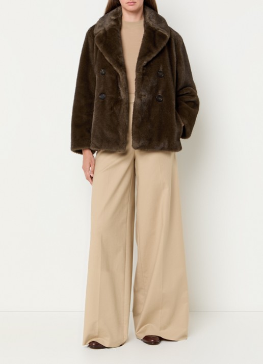 Max Mara Laura mantel van imitatiebont met steekzakken - voorkant 2 bruin