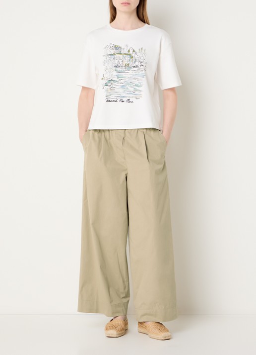 Max Mara Libero high waist wide fit broek met steekzakken - voorkant 4 beige