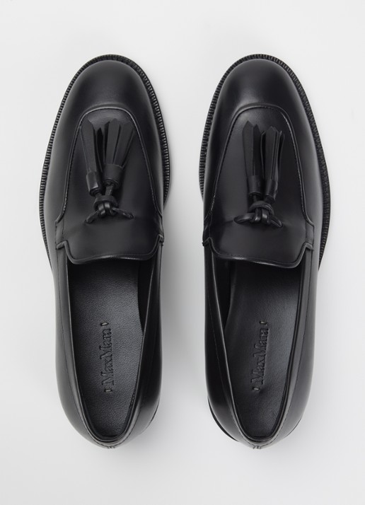 Max Mara Loafer van leer - detail 2 zwart