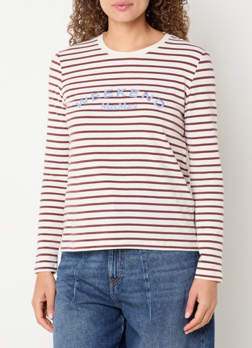 Max Mara Longsleeve met logoprint - detail 2 bordeauxrood
