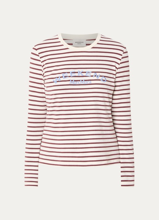 Max Mara Longsleeve met logoprint - voorkant 3 bordeauxrood
