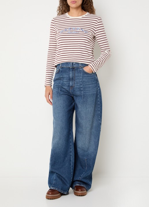 Max Mara Longsleeve met logoprint - voorkant 4 bordeauxrood