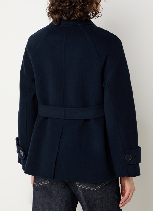 Max Mara Louise double-breasted mantel van scheerwol - achterkant 2 donkerblauw