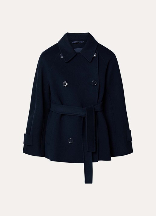 Max Mara Louise double-breasted mantel van scheerwol - voorkant 3 donkerblauw