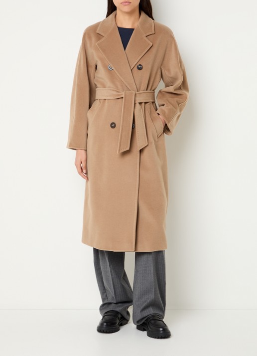 Max Mara Madame mantel in kasjmierblend met strikceintuur - detail 4 camel