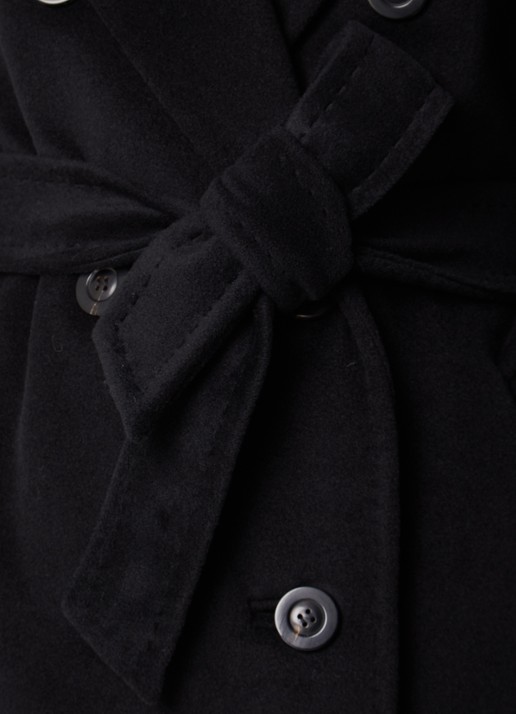 Max Mara Madame mantel in kasjmierblend met strikceintuur - detail 3 zwart