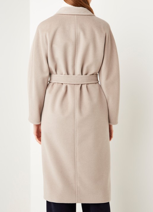 Max Mara Madame mantel in wolblend met strikceintuur - achterkant 5 beige