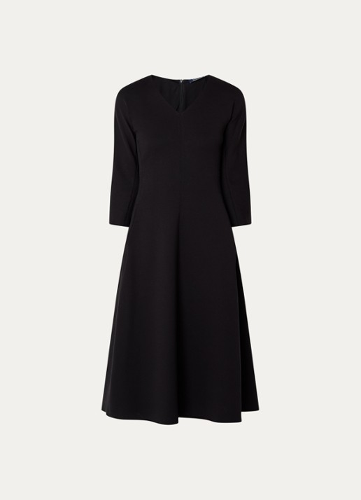Max Mara Madesso Midi A-lijn jurk met V-hals - voorkant 3 zwart