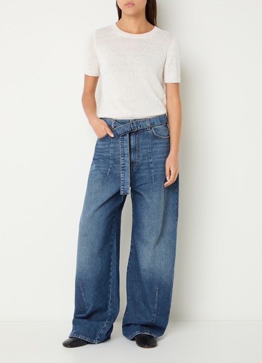 Max Mara Madia high waist wide leg jeans met medium wassing - voorkant 5 indigo