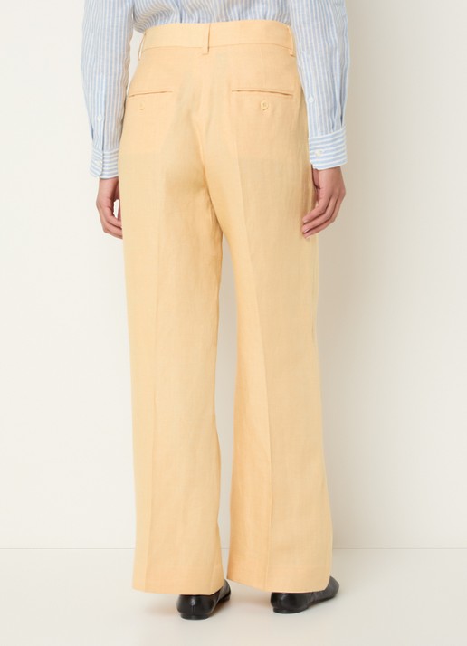 Max Mara Malizia high waist wide fit pantalon van linnen - achterkant 4 geel