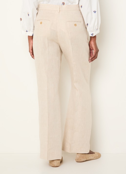 Max Mara Malizia high waist wide fit pantalon van linnen - achterkant gebroken wit