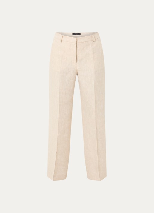 Max Mara Malizia high waist wide fit pantalon van linnen - voorkant 2 gebroken wit