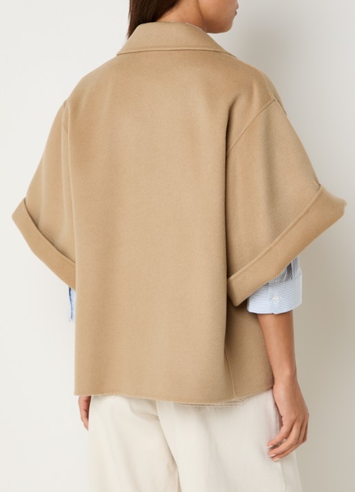 Max Mara Mantel in wolblend met steekzakken - achterkant 4 camel