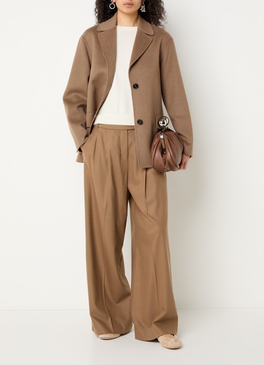 Max Mara Mantel van wol met steekzakken - voorkant 4 bruin