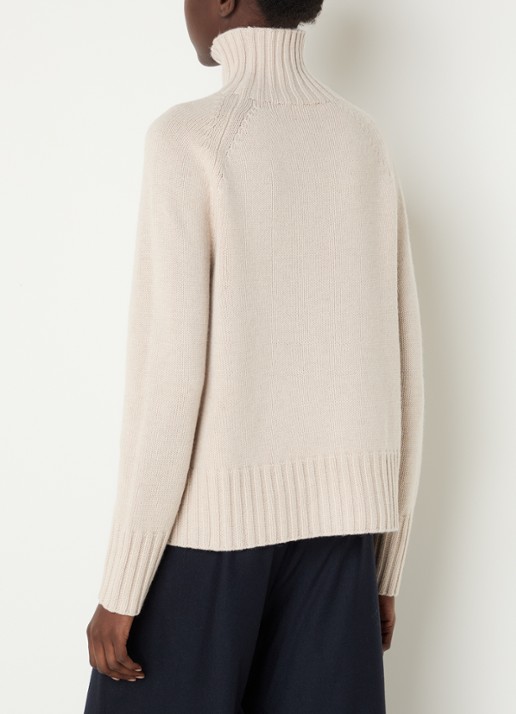 Max Mara Mantova fijngebreide trui in kasjmierblend met col - achterkant 4 creme
