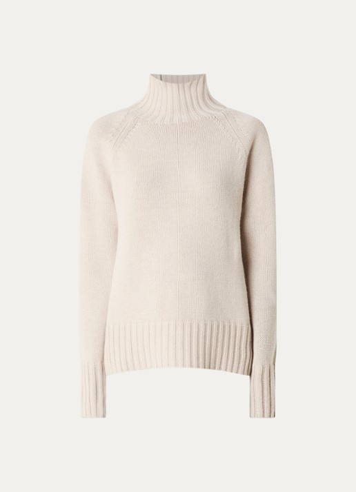 Max Mara Mantova fijngebreide trui in kasjmierblend met col - voorkant 2 creme