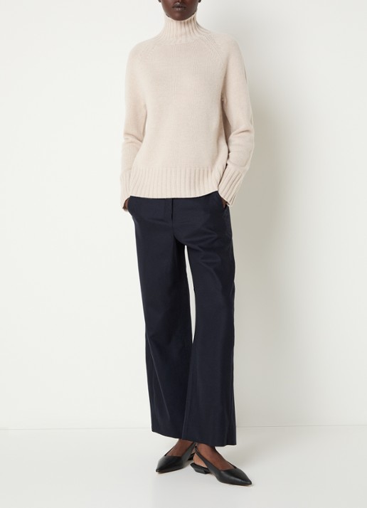 Max Mara Mantova fijngebreide trui in kasjmierblend met col - voorkant 3 creme