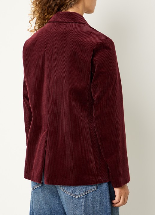 Max Mara Maranta blazer van corduroy met opgestikte zakken - achterkant bordeauxrood